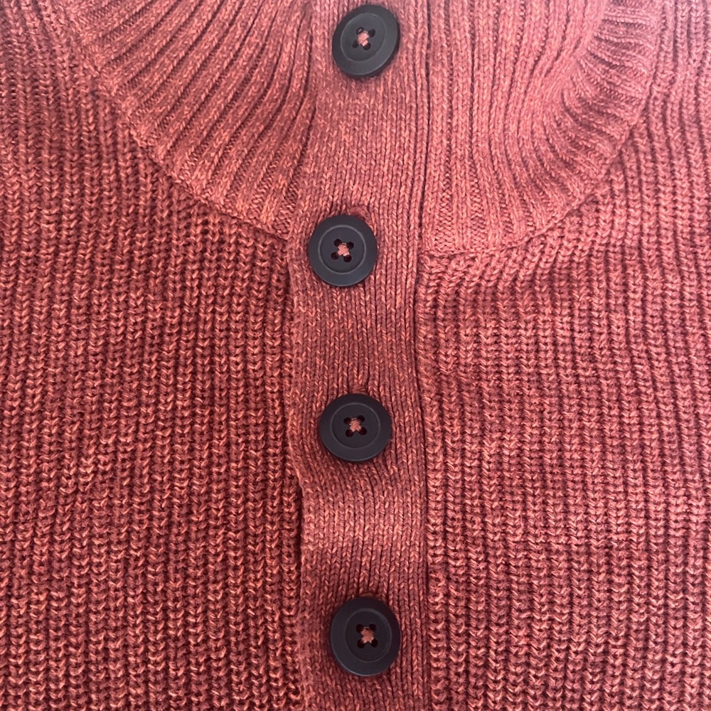 Vintage‎ Rust G.H. Bass & Co. Button Up Mock Neck Sweater - Picture 2 of 5